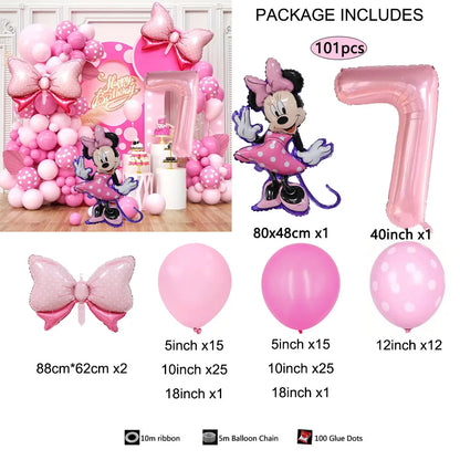 1Set Cartoon Minnie Maus Rosa Anzahl Ballons Girlande Bogen Kit Set Mädchen Prinzessin Geburtstag Party Baby Dusche Dekoration Geschenke.