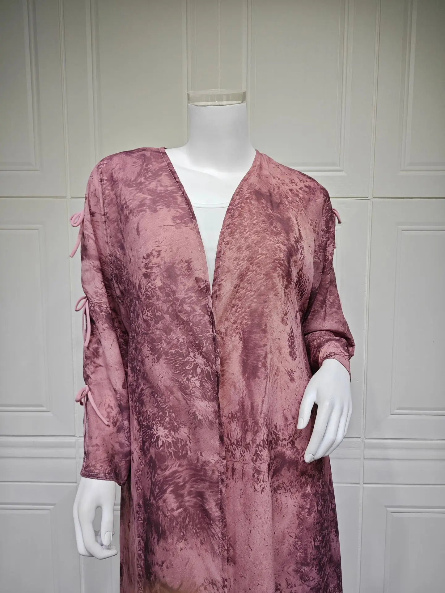 Ramadan Eid Tie Dye Butterfly Bow Muslim Modest Kimono Abaya Damen Dubai Luxury Islam Women Kebaya With Hijab Kaftan Robe Femme