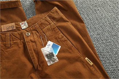 Spring And Autumn New American Retro 100% Cotton Multi-pocketed Washed Old Straight Casual Pants Loose Fashion Cargo Trousers