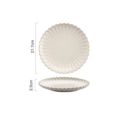 1pcs Retro Ceramic Dishes Plates Fish Dish Plates Manual Flower Relief Living Room Dinner Plate Kitchen Fruit Salad Dish Bowl.