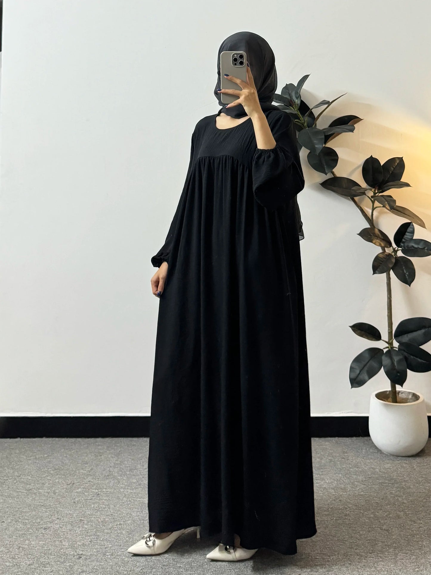 Full Sleeve Loose Maxi Prayer Dress Muslim Modest Dresses Jilbabs Casual Solid Pockets Robe Long Ramadan Dress Women Abayas.