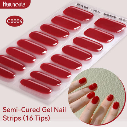 Harunouta Gradient Semi Cured Gel Nail Sticker Long-Lasting UV Nail Sticker UV/LED Extension Gel Nail Foil Gel Polish Full Cover