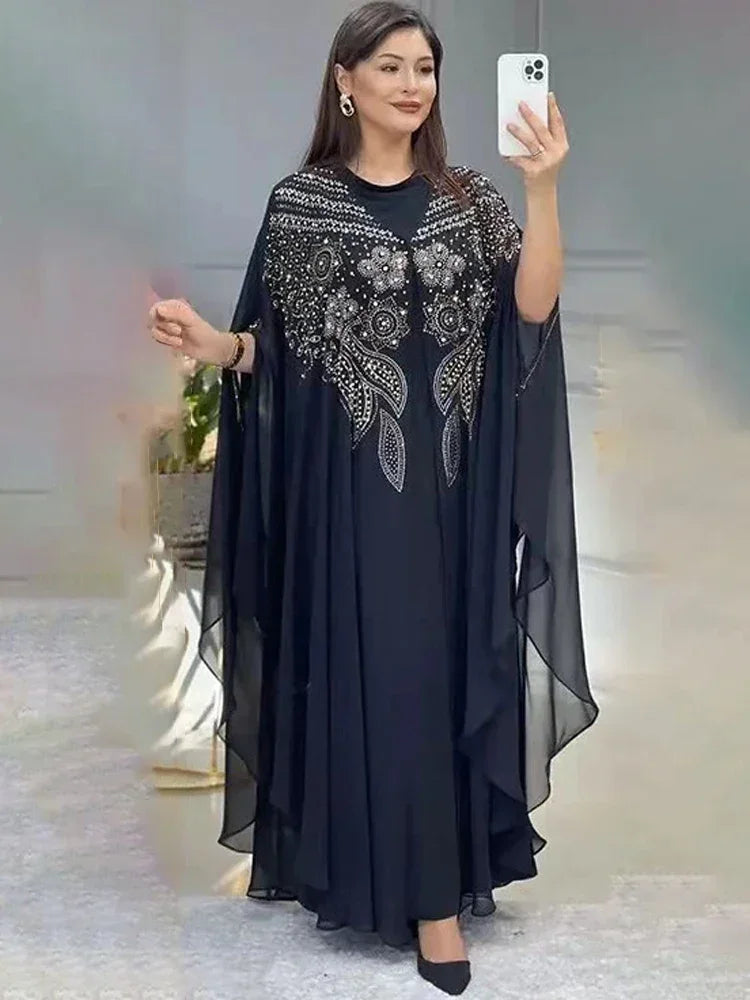 Abayas Für Frauen Dubai Luxus 2024 Chiffon Boubou Muslimischen Mode Kleid Kaftan Marocain Hochzeit Party Anlässe Djellaba Frauen