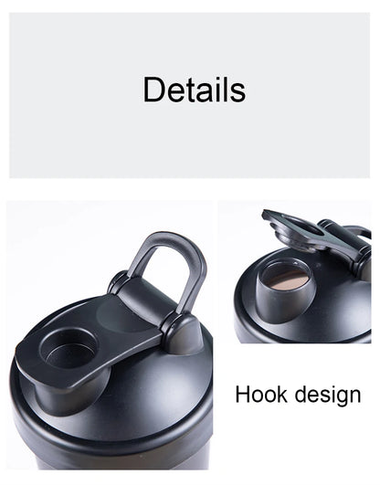 600ml Portable Protein Powder Shaker Bottle Leak Proof Water Bottle for Gym Fitness Training Sport Shaker Mixing Cup with Scale.