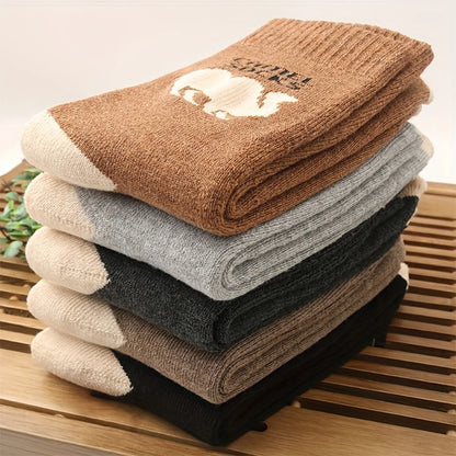 5 Pairs Winter Thicken Socks Men's High Quality Towel Keep Warm Sock Outdoor Sports Socks Snow Casual Antifreeze Mid-calf Socks.