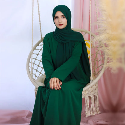 Ramadan Eid Solid Linen Dubai Abaya Turkey Islam Muslim Modest Dress Kaftan Prayer Clothes For Women Kebaya Robe Femme Musulmane