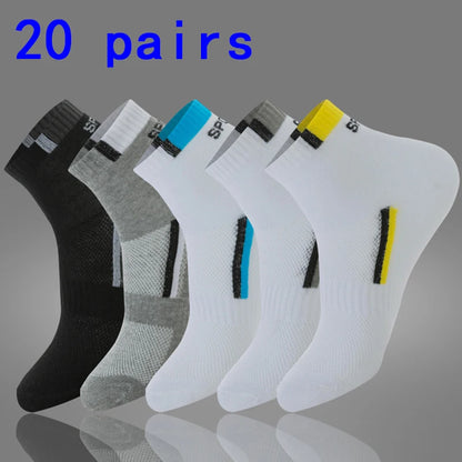 5 Pairs of Autumn and Winter MEN'S Sports Socks for Summer Leisure, Sweat Wicking, Lightweight and Breathable Basketball Socks
