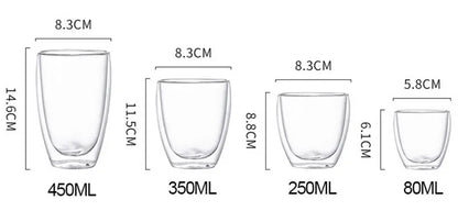 Heat Resistant Double Wall Glass Cup 80-650Ml Beer Milk Coffee Water Cups Transparent Cup Wholesale Glass Drinkware Mug Set Gift.