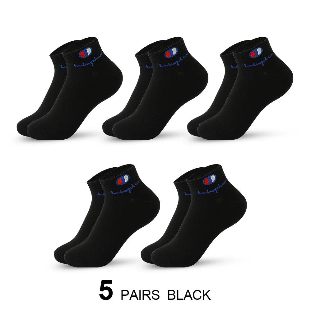 5/10/20 Pairs Men Ankle Socks Cotton Brand Classic Fashion Black White Socks Breathable Mesh Athletic Sports Socks for Summer