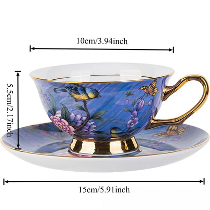 European Style Bone China Coffee Cup and Plate Set Gift Box Set Household High-end Afternoon Tea Cup.