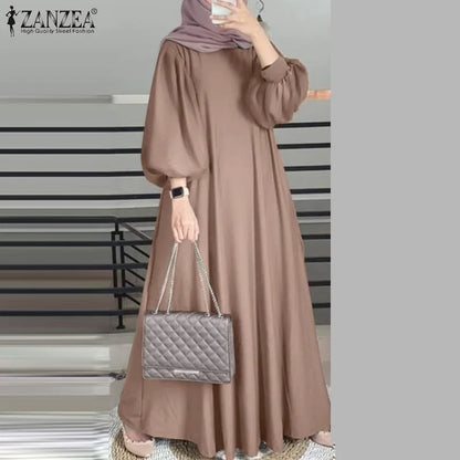 Muslim abaya ZANZEA Autumn Sundress Women Dress Hijab Dresses.