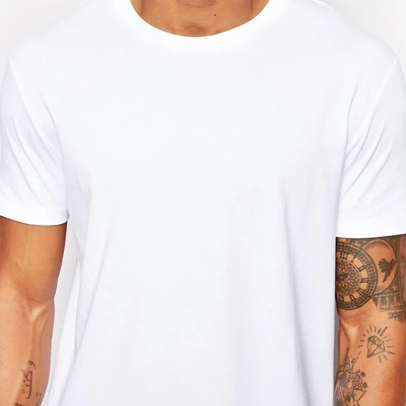 2025 Brand Men's Cotton Clothing White Long T Shirt Hip Hop Men T-Shirt Extra Long Length Man Tops Tee Long Line Tshirt For Male.