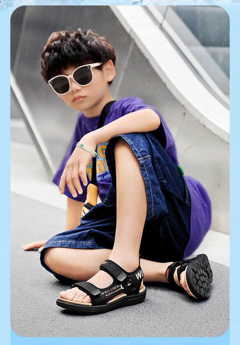 Kids' Summer Breathable Sport Sandals for Boys Casual Beach Shoe Comfortable Soft Sole Children's Fashion Non-slip Sandalias.