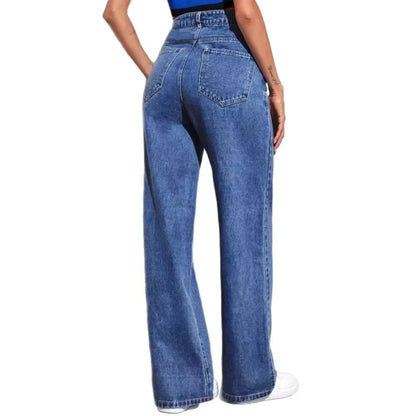 High Waist Straight Leg High Waist Jeans Women's Fashion Autumn 2025 New Style Cross-Border Wish Straight Leg Jeans.