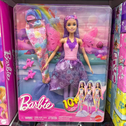 Original Barbie Mermaid Doll Toy Pink Fantasy Ocean Princess Hair Accessories Shell Toys for Girl Movable Joints Fish Tail Doll.