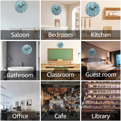 Wanduhr-Set, hölzerne Hängeuhr, 25,4 cm, geräuschlos, nicht tickend, Dekor, Retro, rund, batteriebetrieben, Hängeuhr für Zuhause