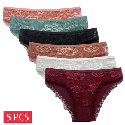 Lady Underwear 5 PCS/SET Sexy Lace Underpants Fashion Female M-XL Women Panties Cotton Briefs