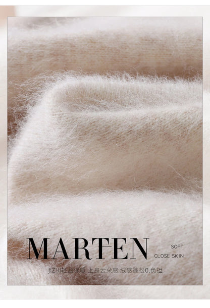 Women's Round-neck Mink Cashmere Sweater Soft Pullover Jumper Comfortable Knitted Top for Autumn Winter Pure Mink Material.