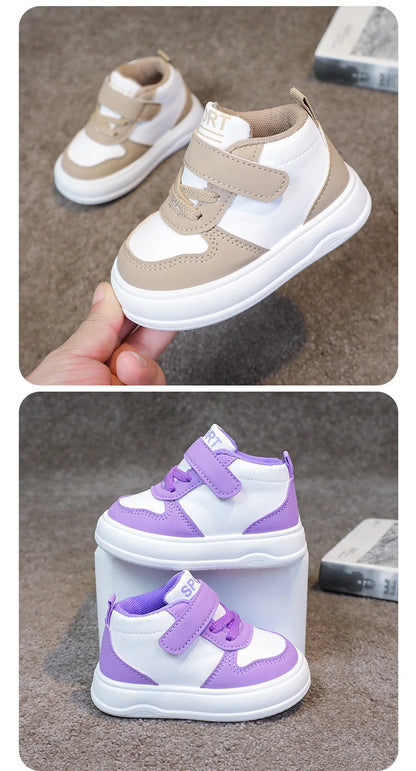 Fashion Kids Sneakers Spring Autumn High Top Breathable Casual Shoes Girls Non-slip Board Shoes Boys Outdoors Basketball Shoes
