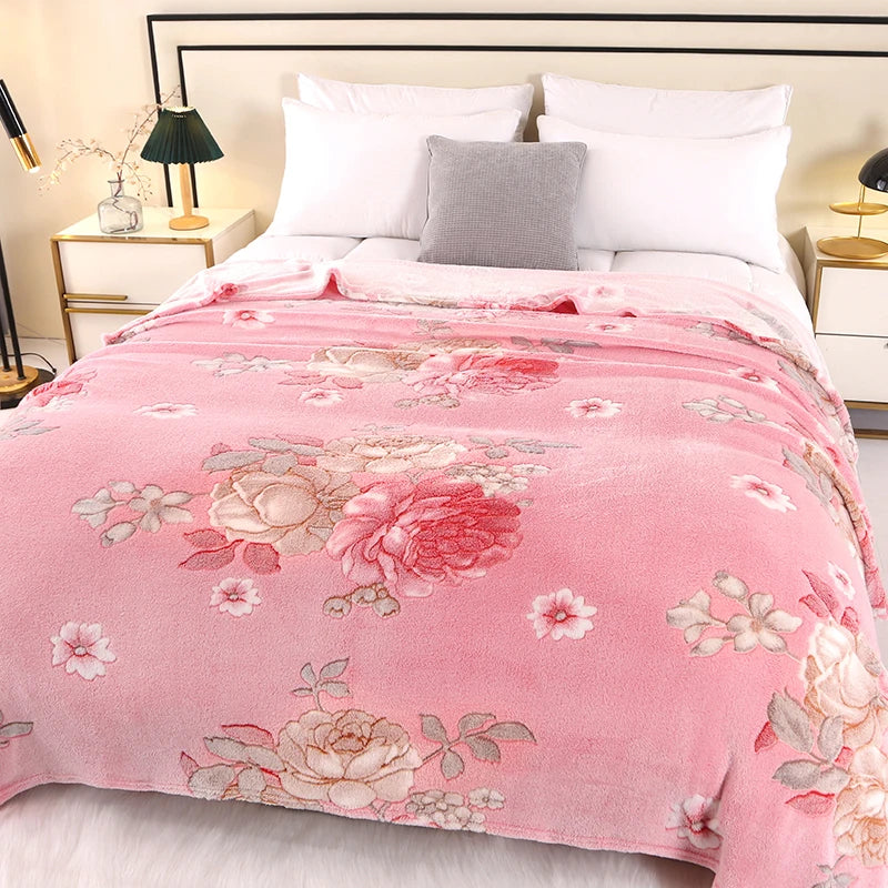 Bonenjoy 1pc Blanket Floral Style Bedspread Fleece Blanket Plaid Travel Shawl Sofa Nap Blankets Home Bedsheet manta.