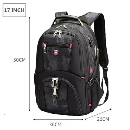 Wasserdichte 20-Zoll-Laptop-Rucksäcke USB-Lade Schultasche Diebstahlsicherer Herren-Rucksack Reiserucksack Männlicher Mochila Hohe Kapazität