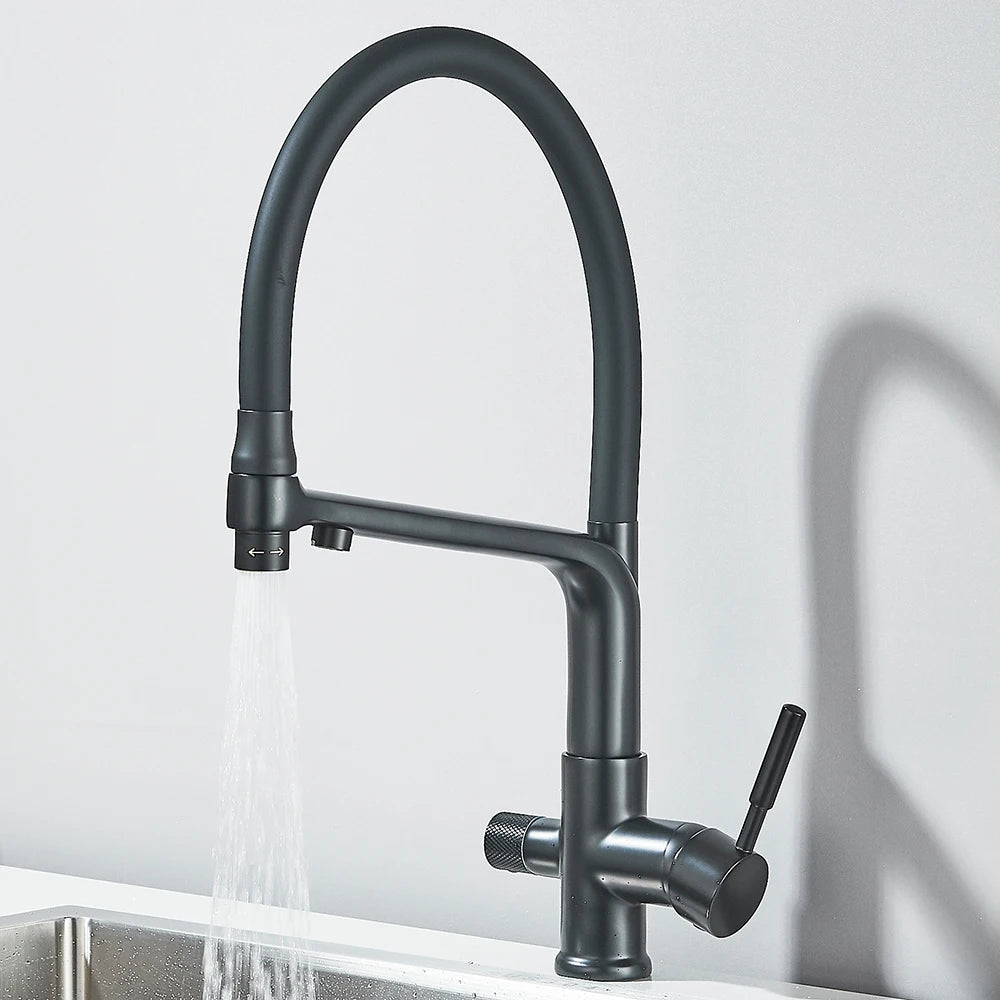 Kitchen Faucet Filtered Water Dual Spout Purification Feature Kitchen Tap 360 Rotation Water Crane For Kitchen