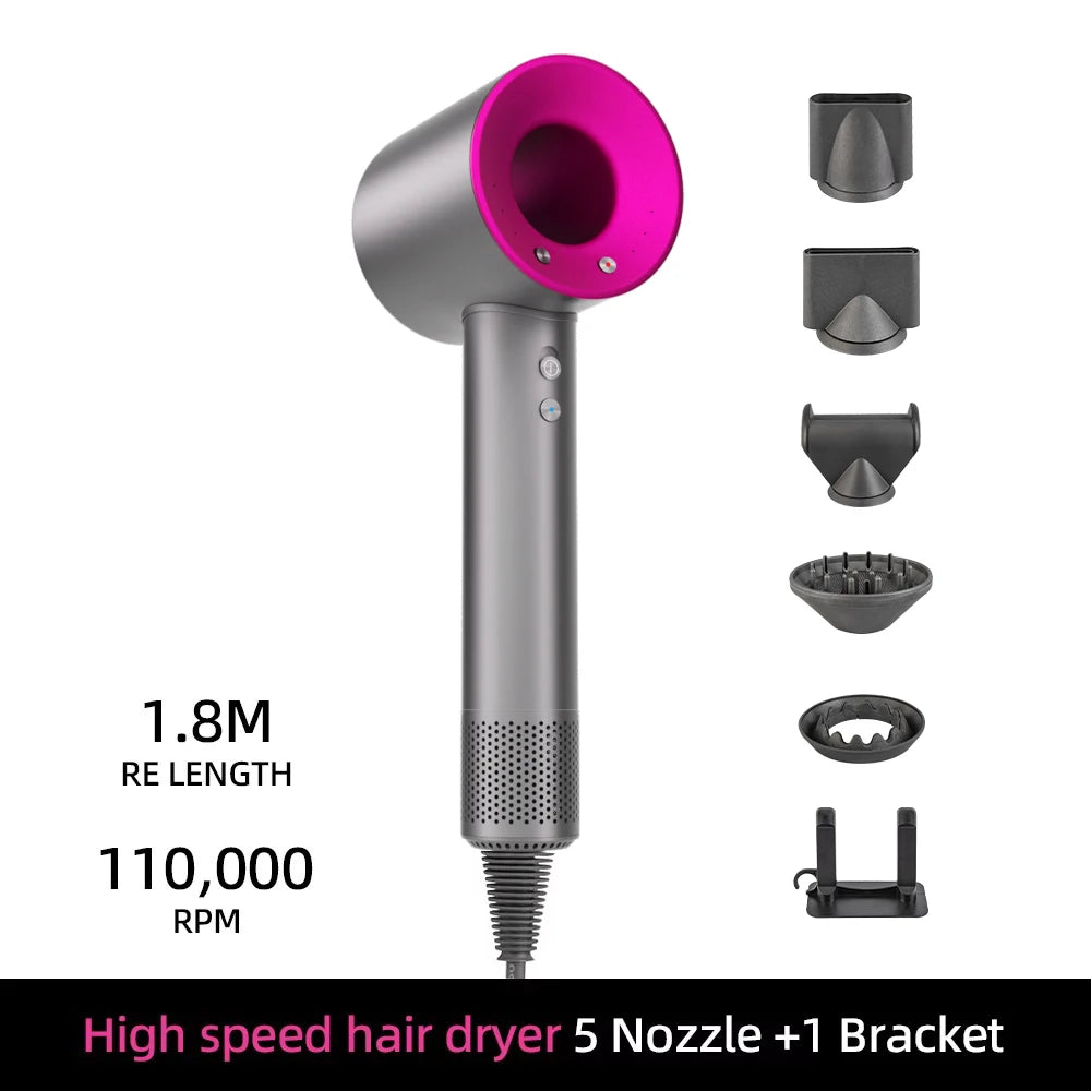 1.8m Professinal Leafless Hair Dryer Electric Hair Dryer High Speed 1600W Negative 200 Million Anion Blow Dryer Silent Hair Drye.