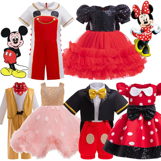 Kleinkind Disney Mickey Minnie Maus Cosplay Kleid Baby Mädchen Jungen Polka Dot Outfits Kinder Halloween Geburtstag Nette Kleidung Sets