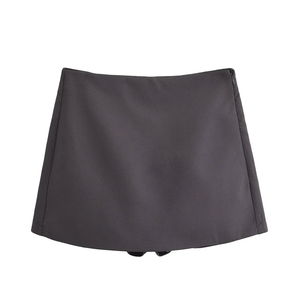 TRAF Shorts for Women Fashion Autumn Winter New Comfortable Casual Solid Color Side Zip Middle-waisted A-line Culotte Skirt Pant