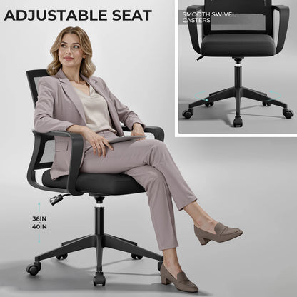 Sukida Bürostuhl, ergonomischer Mesh-Gaming-Stuhl mit mittlerer Rückenkissen, Lordosenstütze für die Arbeit zu Hause und im Schlafzimmer