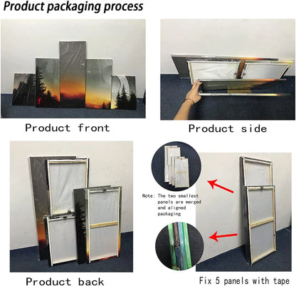 5-Piece HD Printed Canvas Wall Art Forest Scenery Nature Falls Interior Decor Modular Painting for Teenager Room.