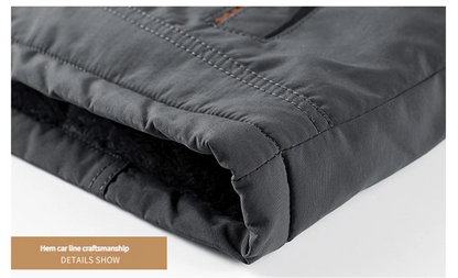 New Autumn/Winter Men's Fleece-Lined Thickened Cotton Coat Casual Vintage Workwear Jacket with Detachable Hood Multiple Pockets