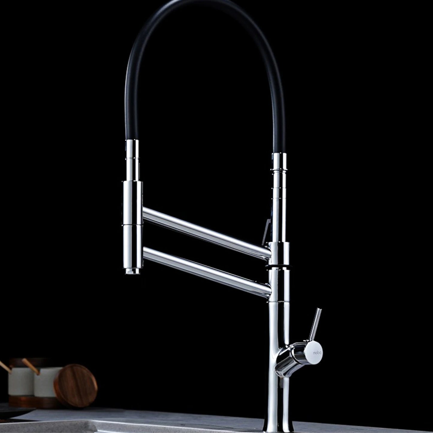 Modern Chrome Brass Pull Out Kitchen Faucet 2 Spray Modes Ceramic Valve Hot/Cold Water High Arc 360 Swivel Sink Mixer Tap