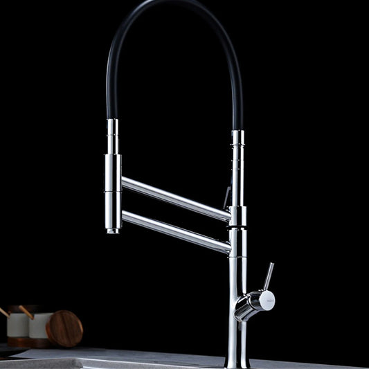 Modern Chrome Brass Pull Out Kitchen Faucet 2 Spray Modes Ceramic Valve Hot/Cold Water High Arc 360 Swivel Sink Mixer Tap