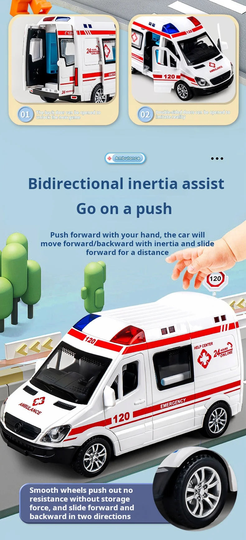 1:32 Mini Alloy Car Diecast Ambulance Fire-Truck Policecar Model Sound And Light Vehicle Simulation Collection Gifts Toys Boys.