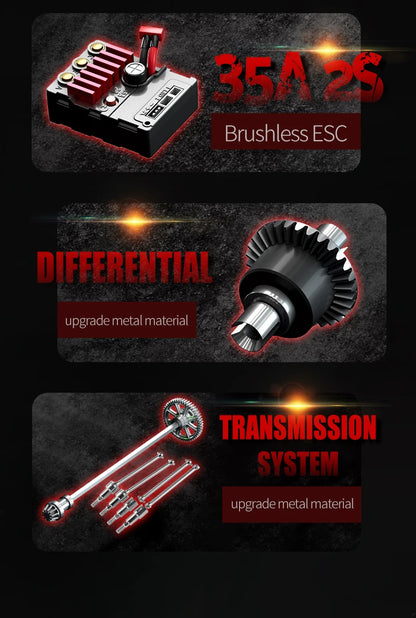 Teeggi 16101 /16102 PRO 1:16 High Speed RC Car With LED Light Drift 70KM/H 4WD RC Off-Road Car Monster Truck Toy For Kid Gifts.