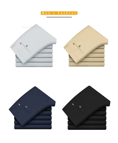 Summer New Men's Bamboo Fiber Slim Business Casual Pants Fashion Classic Breathable Designer Formal Long Trouser Male Clothing.