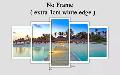 HD Prints Canvas Wall Art Living Room Home Decor Pictures 5 Pieces Corsica Sunset Beach Paintings Seascape Posters Framework.