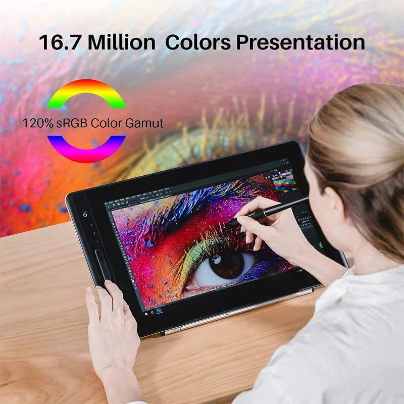 Huion Graphic Monitor Kamvas Pro 16 Drawing Tablet Screen 15.6 Inch Digital Tablets Draw Display with Battery-free Stylus Pen.