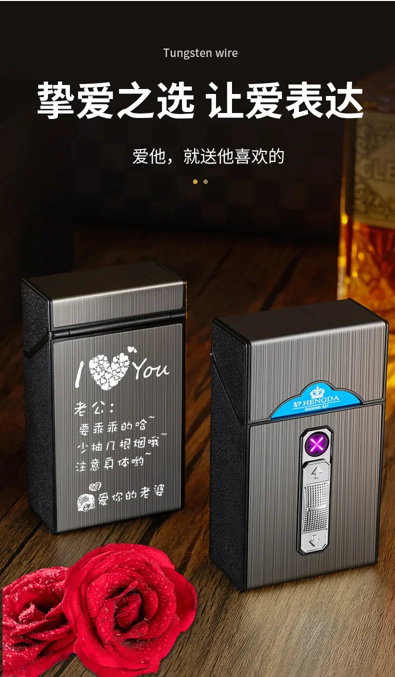 20 Whole Pack Cigarettes Dual Arc USB Charging Lighter Outdoor Moisture-proof And Waterproof 2 in 1 Electronic Lighters Smoking.