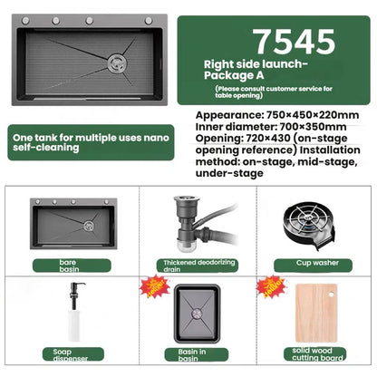 Kitchen Sink Stainless Steel Rice Grain Pattern Multifunctional Wear and Stain Resistant Large Single Slot Wash Dish Basin