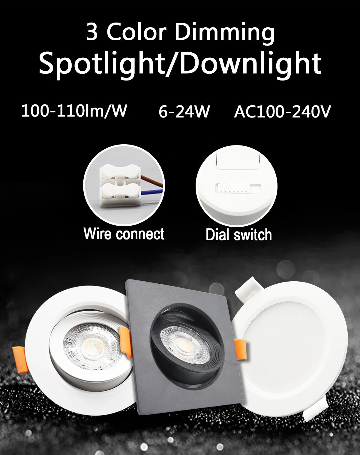 10 stücke CCT Spot Downlight Einbau LED Decke Licht 3 Farbe Eingestellt AC100-240V Zifferblatt Schalter 3000 K/4000 K/6500 K Innen Beleuchtung.