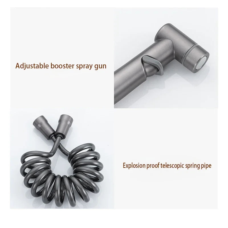 Handheld Bidet Sprayer for Toilet 1-In-2-Out Dual Control Valve Mini Gun gray Dual Control Faucet Hand Shower Bidet for Toilet