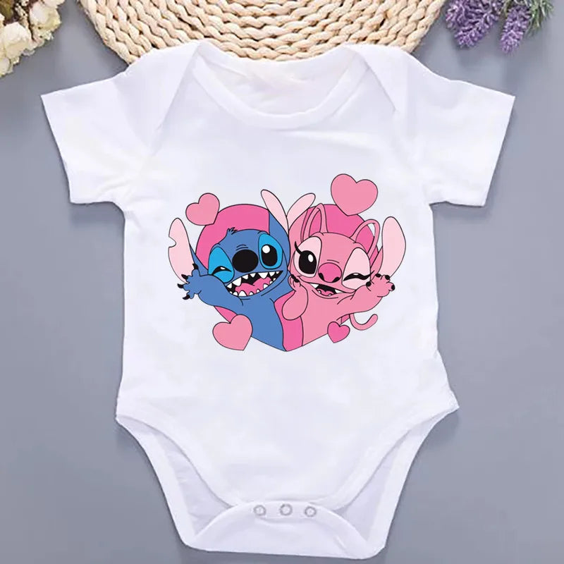 Sommer-Babykleidung mit Kawaii-Stich-Aufdruck, 100 % Baumwolle, Neugeborenen-Bodys und Einteiler für Jungen und Mädchen.
