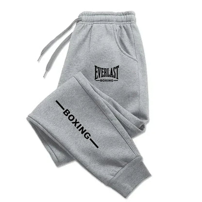 2025 Autumn Winter EVERLAST Printed Running Pants Men Women Outdoor Sports Fitness Pants Jogging Fleece Casual Sports Pants.