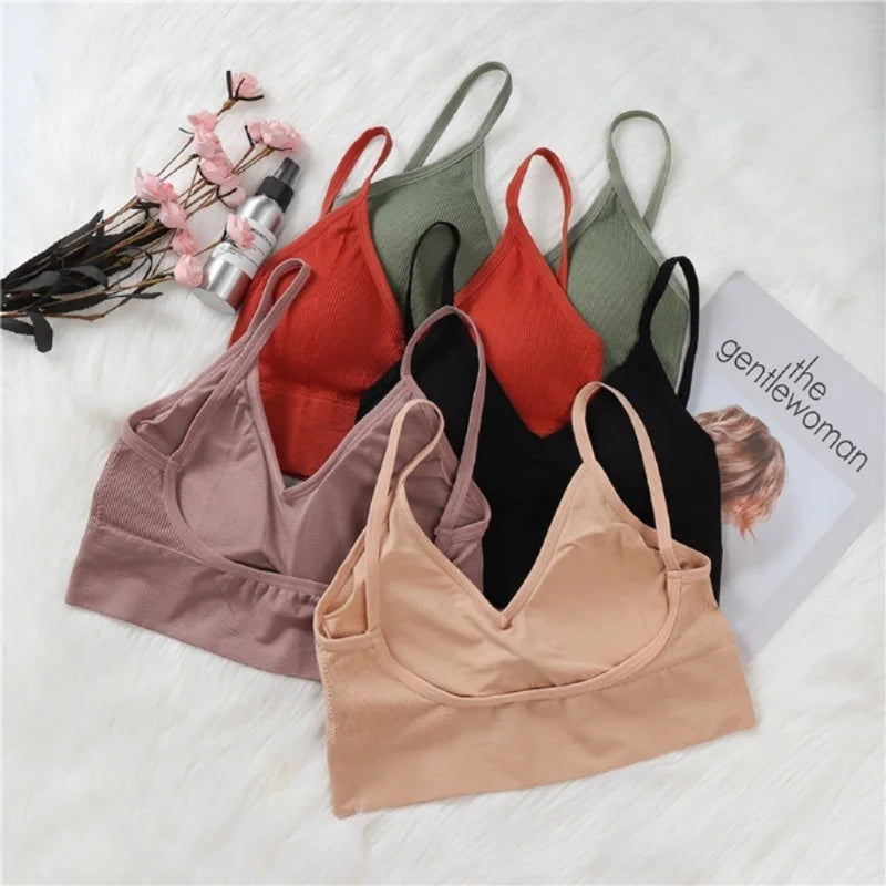Kit 4 Women Seamless Bra Set, Sexy Beautiful Back Cotton Bra Comfortable Breathable Padded Bra Underwear.