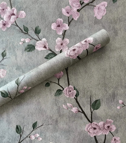 Vintage Floral Grün Grau Peel And Stick Tapete Blume Selbstklebende Tapete Schlafzimmer Dekor Möbel Renovieren Wandaufkleber