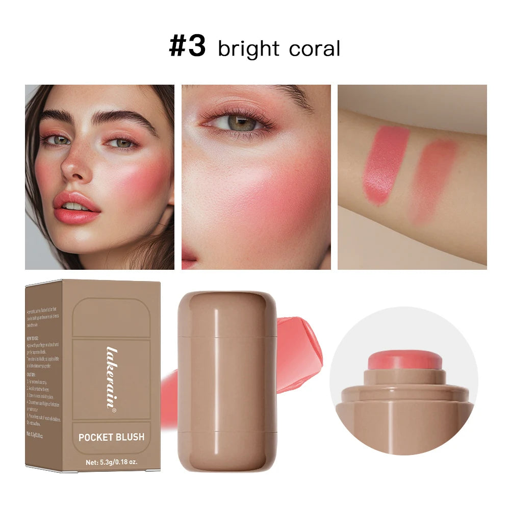Magic Blush Stick 3-in-1 Cheek Lip Tinted Moistured Blush Stick Silky Brighten Blush Cream Blusher Cosmetics Tubes Matte Contour
