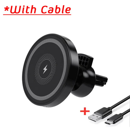 Magnetic Wireless Charger 360 Rotation Air Vent Phone Holder Stand For Magsafe iPhone 16 15 14 13 12 Pro Max Fast Charging Mount.