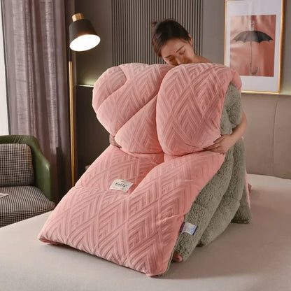 Super Warm Lamb Wool Quilt Winter Thickened Cotton Quilt Warm Cotton Double Sided Velvet Soft Extra Large Blanket 이불